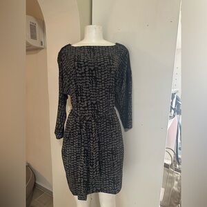 Armani Exchange Black and Gray Long Sleeve Dress